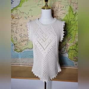 Another Love Ivory Crocheted Top Size S Cottagecore Gardengirl Preppy Bohemian